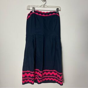 Vineyard Vines Strapless Navy Blue Pink Dress 670